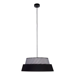 Lampa wisząca Preto Pepito 1xE27 Max.60W Czarny metal/Czarny kabel z tkaniny/Czarny klosz z tkaniny w pepitkę 150039104