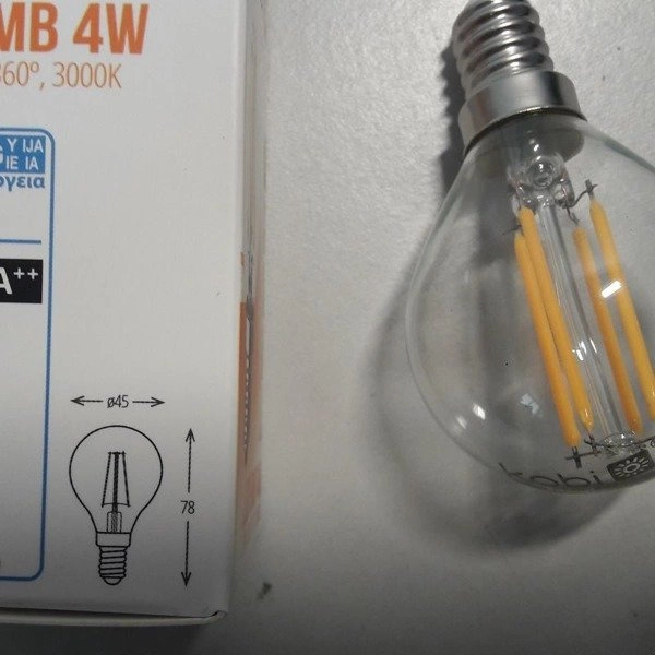 Żarówka ozdobna FILAMENT LED E14 4W ciepła 3000K kulka G45
