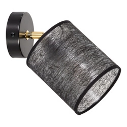 Nevoa Wall Lamp 1xE27 Max.25W Black Metal/Gold Metal/Black Fabric Shade 56392104