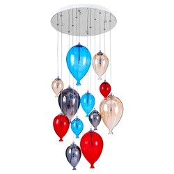 Balloon Pendant Lamp Incl. 9xG4 Max.20W Chrome Metal/Multicolor Glass 1791215
