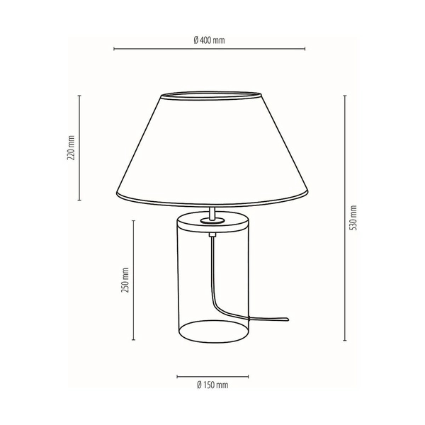 Jute Glass Table Lamp 1xE27 Max.40W Transparent/Black/Beige 779119110