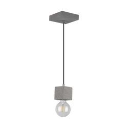 Strong Square Pendant Lamp 1xE27 Max.60W Gray Concrete/Black Fabric Cable 7089136