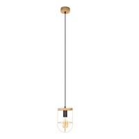 Netuno Pendant Lamp 1xE27 Max.60W Stained Pine Brown/Black Metal/Black PVC Cable/Gold Metal 1811059151