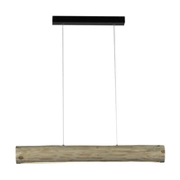 Lucas Pendant Lamp 1xLED Samsung 24V Integrated 2380lm 3000K 25,5W Natural Pine/Black Metal/Transparent PVC Cable with Touch Dimmer 69460104