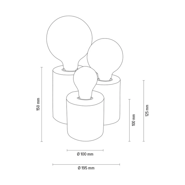 Vincent Round Table Lamp 3xE27 Max.15W Walnut Beech Wood/Black Fabric Cable 2266376