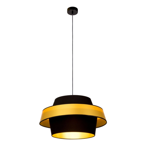 Preto Gold Pendant Lamp 1xE27 Max.60W Black Metal/Black Fabric Cable/Black-Gold Fabric Shade 150109104