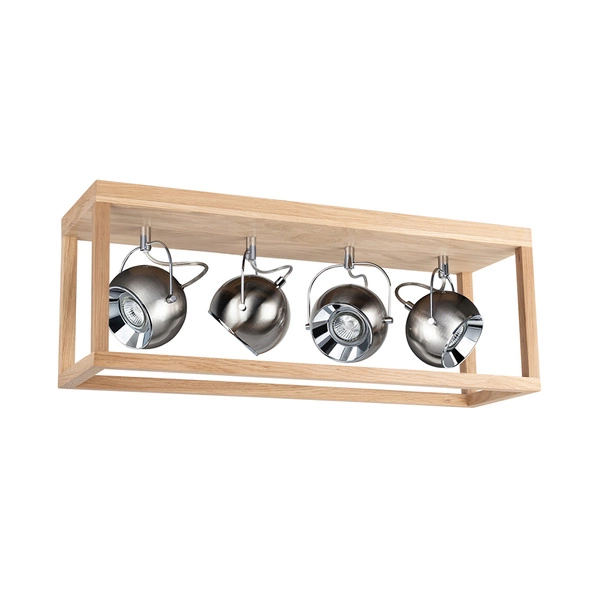 Roy Ceiling Lamp Incl.4xLED GU10 5W Oiled Oak/Satin Metal 5227474L