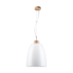 Campana Pendant Lamp 1xE27 Max.60W Oiled Oak/Transparent PVC Cable/White Glass 9844074