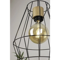 Lampa wisząca Endorfina 1xE27 Max.60W Dąb olejowany/Czarny metal/Czarny kabel z tkaniny 132219104