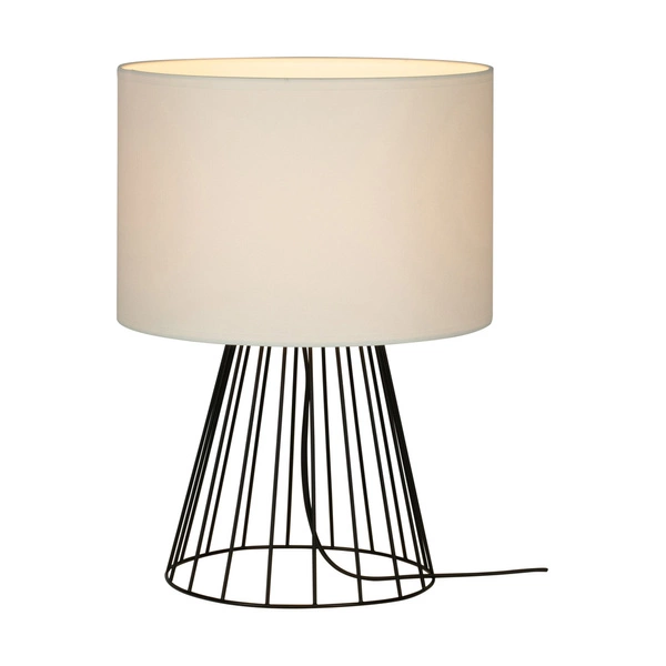 Swan Table Lamp 1xE27 Max.40W Black Metal/Black PVC Cable/White Fabric Shade 89229104