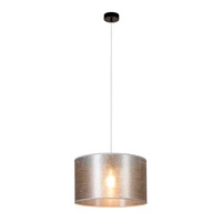 Nevoa Pendant Lamp 1xE27 Max.60W Black Metal/Transparent PVC Cable/Silver Fabric Shade 154930104