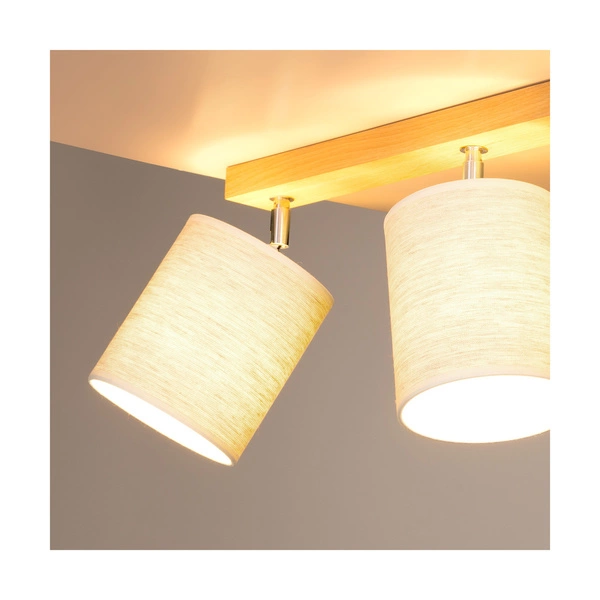 Boho Lampa Sufitowa 3xE27 Max.25W Dąb Olejowany/Beżowy Len 56791374