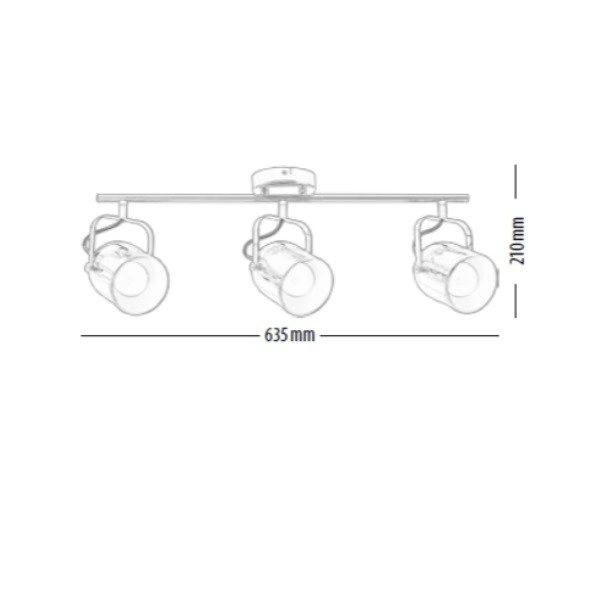 INGA ceiling strip lamp 3 pt chrome 2741428