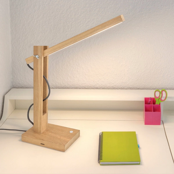 Tukan Table Lamp 1xLED 24V Integrated 753lm 3000K 5,5W Oiled Oak/Anthracite Fabric Cable with Touch Dimmer 7530174