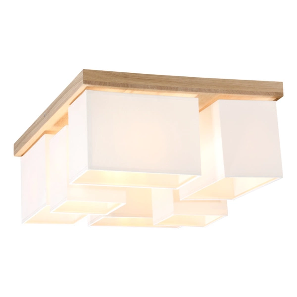 Lampa Sufitowa Paloma 6xE27 Max.25W Dąb Olejowany/Klosz z Białej Tkaniny 2452674