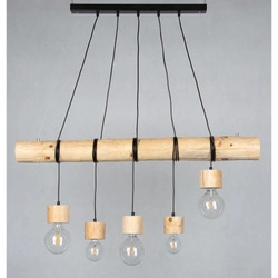 Trabo Pino Pendant Lamp 5xE27 Max.60W Natural Pine/Black Metal/Black PVC Cable 69315550