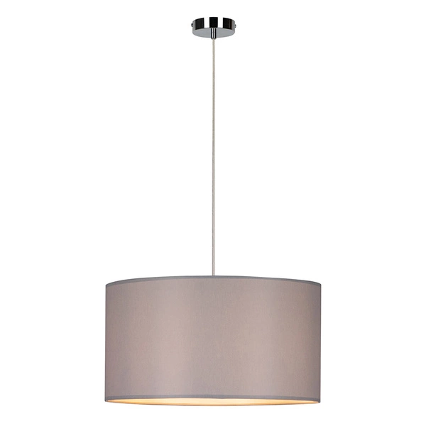 Lampa wisząca Dove 1xE27 maks. 60W chromowany metal/przezroczysty kabel PVC/szary klosz z tkaniny 15390128