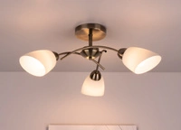 Viletta Ceiling Lamp 3xE27 Max.60W Patina Metal/White Glass 8141311