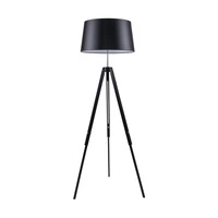 Tripod Floor Lamp 1xE27 Max.60W Black Beech Wood/Transparent PVC Cable/Black Fabric Shade 6025004