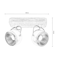 Ball Wood Ceiling Lamp Incl. 2xGU10 6W LED Oiled Oak/Satin Metal/Chrome Metal 5031274
