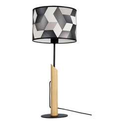 Espacio Table Lamp 1xE27 Max.60W Oiled Oak/Black Metal/Black Fabric Cable/Multicolor Wallpaper 862489104