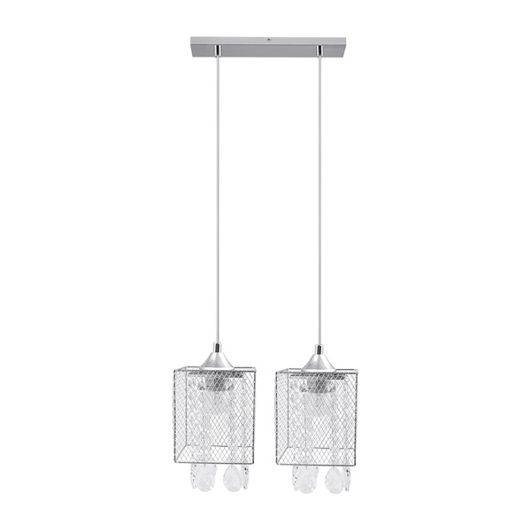 Lampa Wisząca Gracja 2xE27 Max.60W Chrom Metal/Przezroczysty Kabel PVC/Przezroczyste Szkło