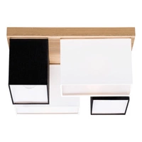 Paloma Ceiling Lamp 4xE27 Max.25W Oiled Oak/Black Fabric Shade/White Fabric Shade 2451474