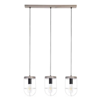 Lampa Wisząca Netuno 3xE27 Max.15W LED Witrażowa Sosna Szara/Czarny Metal/Czarny Kabel PCV/Srebrny Metal 1871759357