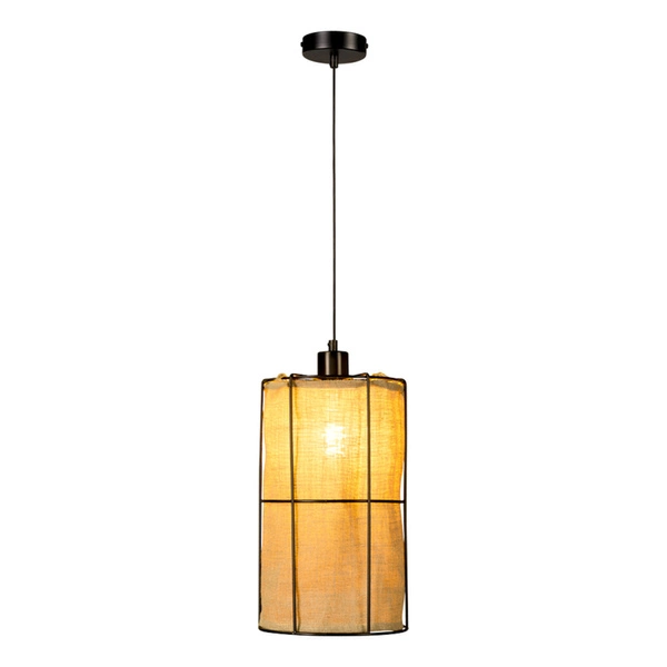 Marinero Pendant Lamp 1xE27 Max.15W LED Black Metal/Black Fabric Cable/Beige Linen Shade 184219104