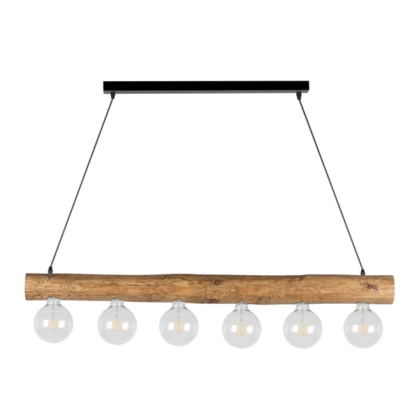 Trabo Simple Pendant Lamp 6xE27 Max.60W Stained Pine Brown/Black Metal/Black PVC Cable 69880604