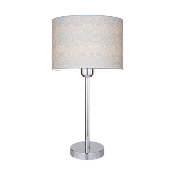 Leila Table Lamp 1xE27 Max.60W Chrome Metal/Transparent PVC Cable/Multicolor Paper+PCV Shade with Wood pattern 7652028