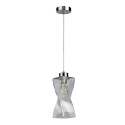 Twist Pendant Lamp 1xE27 Max.25W Metal Chrome/Transparent PVC Cable/Transparent Glass 13620128