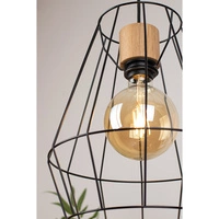 Lampa wisząca Endorfina 1xE27 Max.60W Dąb olejowany/Czarny metal/Czarny kabel z tkaniny 132119104