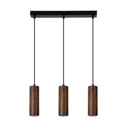 Pipe Pendant Lamp 3xGU10 LED Max.5W Walnut Beech Wood/Black Metal/Black PVC Cable 15593304