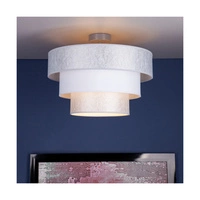 Prata Lampa Sufitowa 1xE27 Max.40W Szary Metal/Srebrno-Biały Klosz Tkaniny 957281127