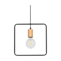Carsten Wood Pendant Lamp 1xE27 Max.60W Oiled Oak/Black Metal/Black Fabric Cable 1651174