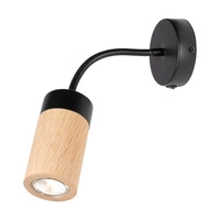 Lampa ścienna Annick w zestawie Kabel 1xLED GU10 5W Dąb olejowany/Czarny metal/Czarna tkanina 2419104