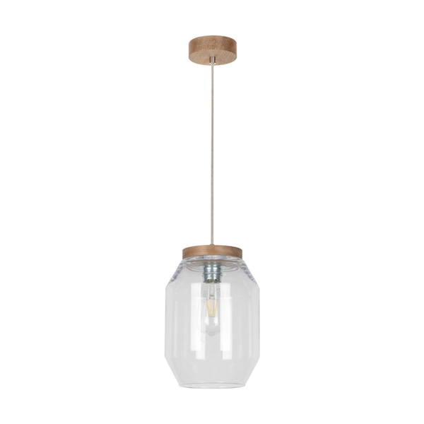 Vaso Pendant Lamp 1xE27 Max.60W Oiled Oak/Transparent PVC Cable/Transparent Glass 169110174