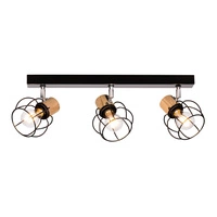 Phiphi Ceiling Lamp 3xE27 Max.60W Black/Chrome/Oiled Oak 26114304