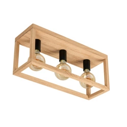 Kago Ceiling Lamp 3xE27 Max.60W Oiled Oak/Black Metal 9154374