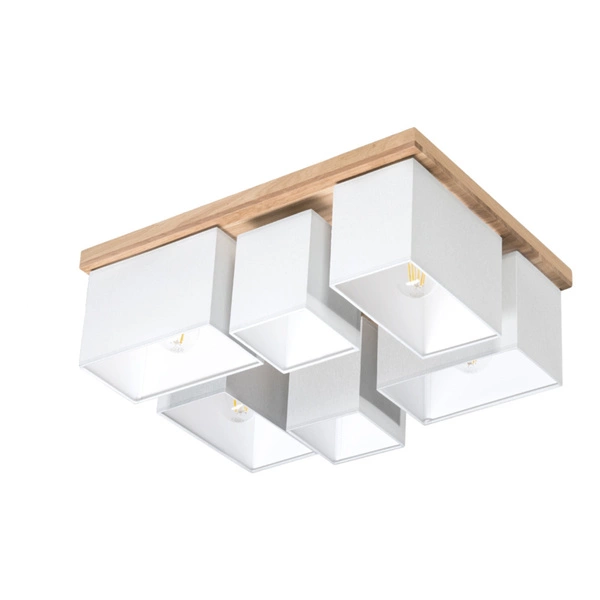 Lampa Sufitowa Paloma 6xE27 Max.25W Dąb Olejowany/Szary Klosz z Tkaniny 2453674