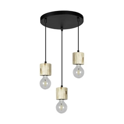 Pino Pendant Lamp 3xE27 Max.60W Natural Pine/Black Metal/Black PVC Cable 7161350R