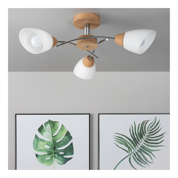 Viletta Wood Lampa Sufitowa 3xE27 Max.60W Dąb Olejowany/Chrom/Biały 8141374