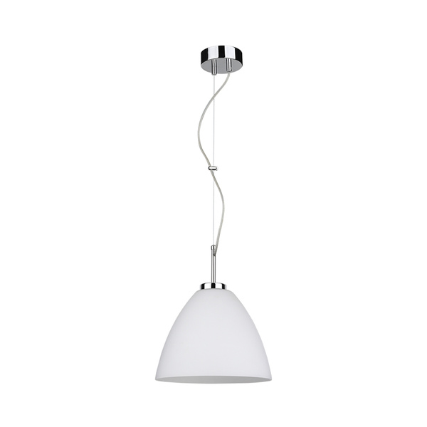 Tumulo Pendant Lamp 1xE27 Max.60W Chrome Metal/Transparent PVC Cable/White Glass