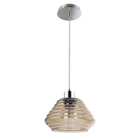 Bali Pendant Lamp 1xE27 Max.60W Chrome Metal/Transparent PVC Cable/Brown Glass 1198128