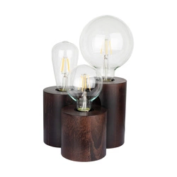Okrągła lampa stołowa Vincent 3xE27 maks. 15W drewno bukowe orzechowe/kabel z czarnej tkaniny 2266376