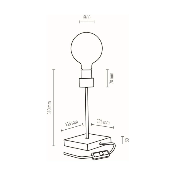 Lampa stołowa Chandelle 1xE27 maks. 25W Dąb olejowany/Czarny metal/Czarny kabel z tkaniny 84149174