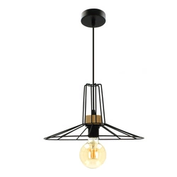 Ferro Pendant Lamp 1xE27 Max.60W Oiled Oak/Black Metal/Black PVC Cable