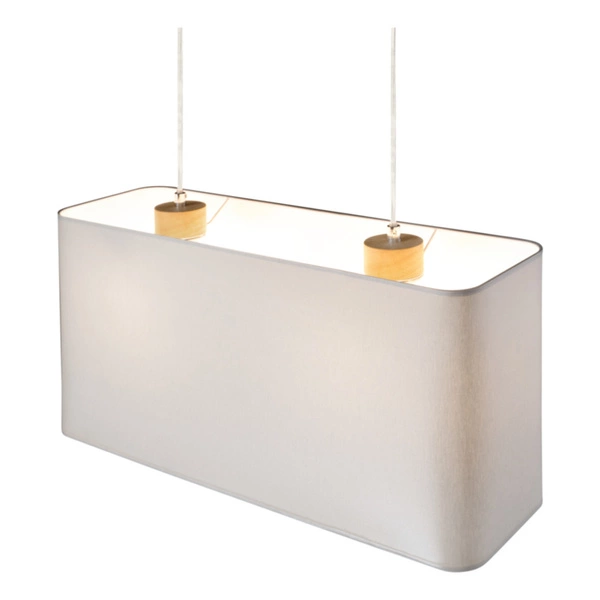 Lampa Wisząca Cadre 2xE27 Max.40W Dąb Olejowany/Przezroczysty Kabel PCV/Abażur z szarej tkaniny 872020274