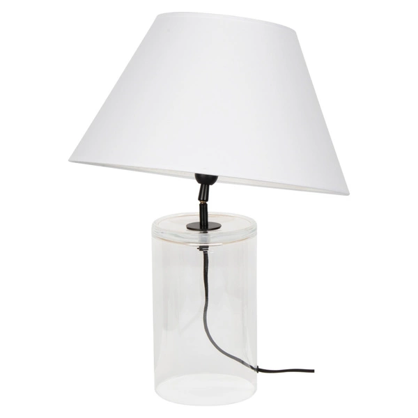 Lampa stołowa Dove 1xE27 maks. 40W przezroczyste szkło/czarny kabel z tkaniny/biały klosz z tkaniny 779129110